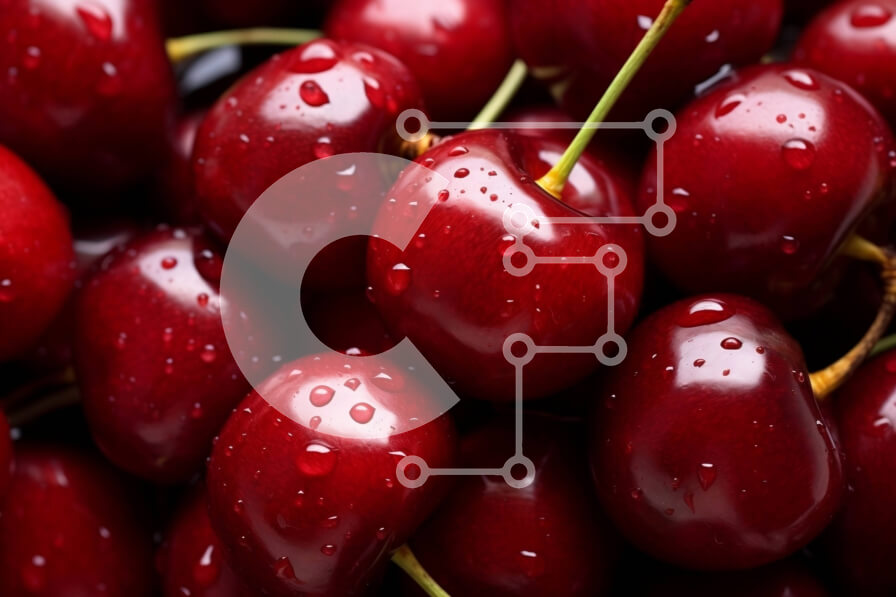 Σετ των 2 Intra Συλλεκτικό Ξύλινο Παζλ Plywood  4mm - Κοντινή όψη των κόκκινων κερασιών με σταγονίδια νερού Σε Ξύλινο Κουτί - Διαστάσεις: 10x10 cm – 25 κομμάτια