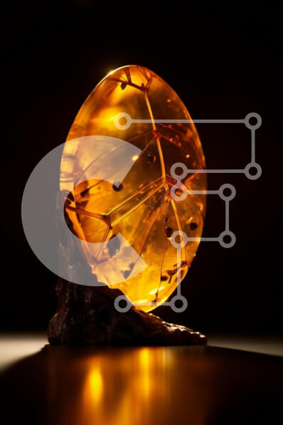 Intra Συλλεκτικό Ξύλινο Παζλ Plywood  4mm - Κεχριμπάρι μπάλα σε σκούρο φόντο Σε Ξύλινο Κουτί - Διαστάσεις Puzzle: 10x10 cm – 25 κομμάτια