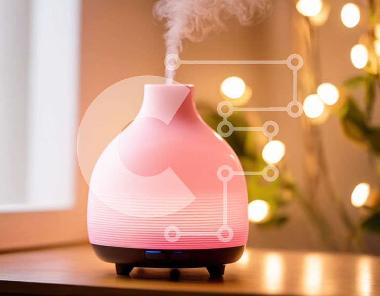 Intra Συλλεκτικό Ξύλινο Παζλ Plywood  4mm - Ροζ Διαχύτης Αρωματοθεραπείας με Φώτα Σε Ξύλινο Κουτί - Διαστάσεις Puzzle: 10x10 cm – 25 κομμάτια