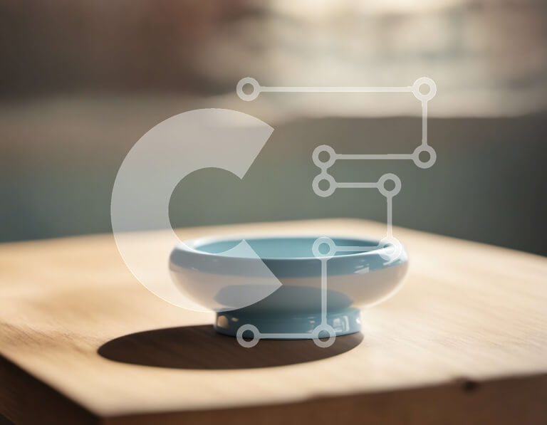 Intra Συλλεκτικό Ξύλινο Παζλ Plywood  4mm - Μπλε μπολ σε ξύλινο τραπέζι Σε Ξύλινο Κουτί - Διαστάσεις Puzzle: 10x10 cm – 25 κομμάτια