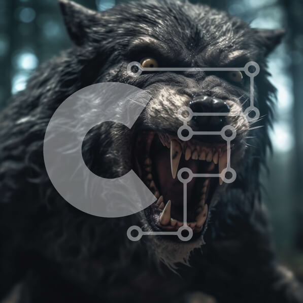 Intra Συλλεκτικό Ξύλινο Παζλ Plywood  4mm - Τρομακτική εικόνα ενός λυκάνθρωπου στο σκοτεινό δάσος Σε Ξύλινο Κουτί - Διαστάσεις Puzzle: 10x10 cm – 25 κομμάτια