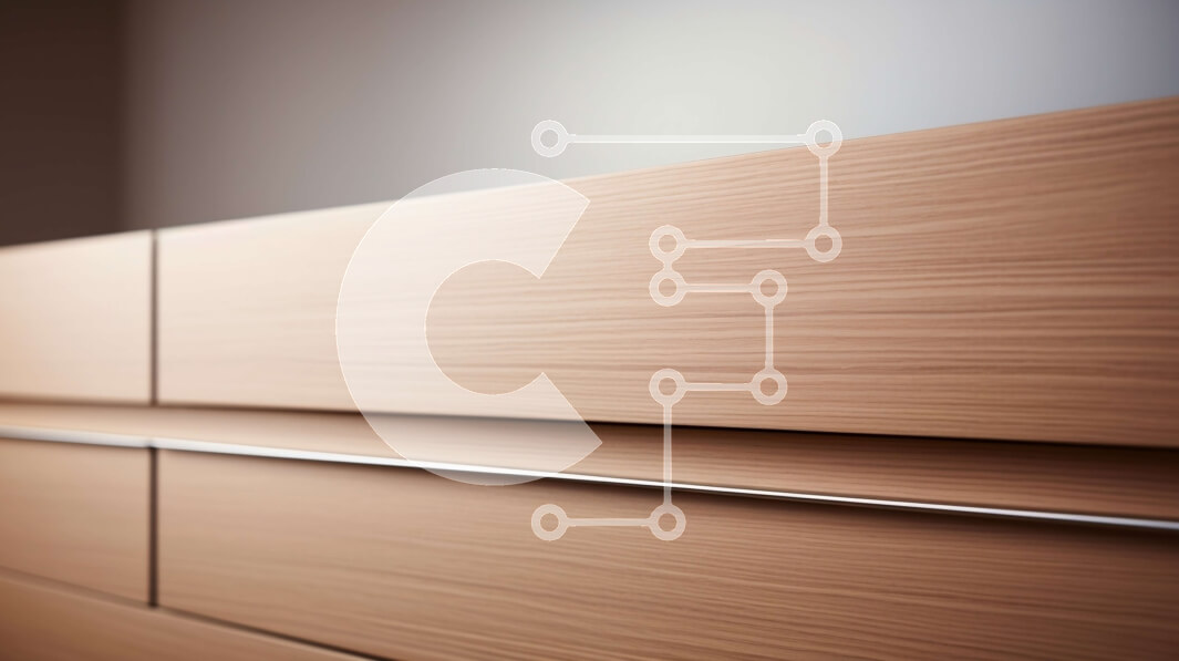 Intra Συλλεκτικό Ξύλινο Παζλ Plywood  4mm - Κοντινό πλάνο ξύλινου ντουλαπιού κουζίνας με κομψό σχέδιο Σε Ξύλινο Κουτί - Διαστάσεις Puzzle: 10x10 cm – 25 κομμάτια