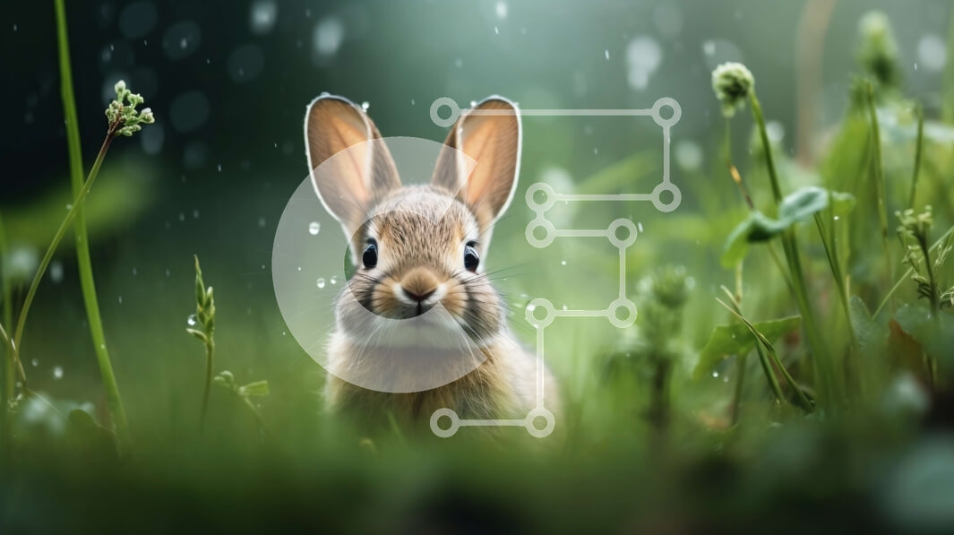 Intra Συλλεκτικό Ξύλινο Παζλ Plywood  4mm - Χαριτωμένο κουνέλι λαγουδάκι στο γρασίδι Σε Ξύλινο Κουτί - Διαστάσεις: 10x10 cm – 25 κομμάτια