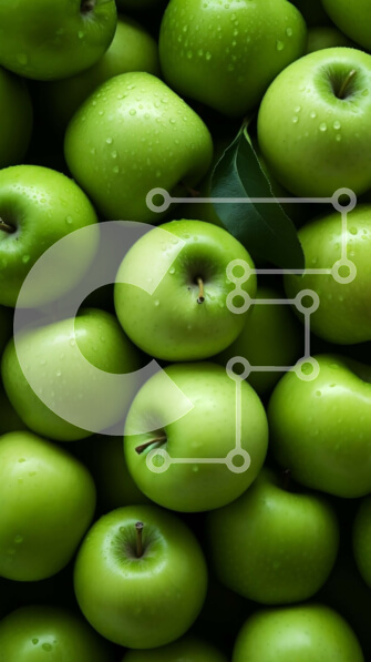 Intra Συλλεκτικό Ξύλινο Παζλ Plywood  4mm - Φρέσκα πράσινα μήλα με σταγονίδια νερού - Φωτογραφία Αρχείου Σε Ξύλινο Κουτί - Διαστάσεις: 10x10 cm – 25 κομμάτια