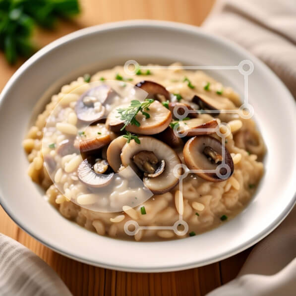 Σετ των 2 Intra Συλλεκτικό Ξύλινο Παζλ Plywood  4mm - Κρεμώδες ριζότο μανιταριών με τυρί παρμεζάνα - μια αλμυρή απόλαυση Σε Ξύλινο Κουτί - Διαστάσεις: 10x10 cm – 25 κομμάτια