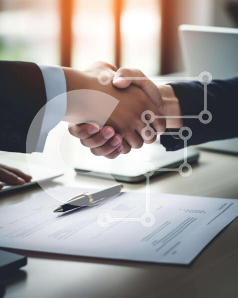 Intra Συλλεκτικό Ξύλινο Παζλ Plywood  4mm - Επιχειρηματίες που κάνουν χειραψία στη διαπραγμάτευση Σε Ξύλινο Κουτί - Διαστάσεις Puzzle: 10x10 cm – 25 κομμάτια