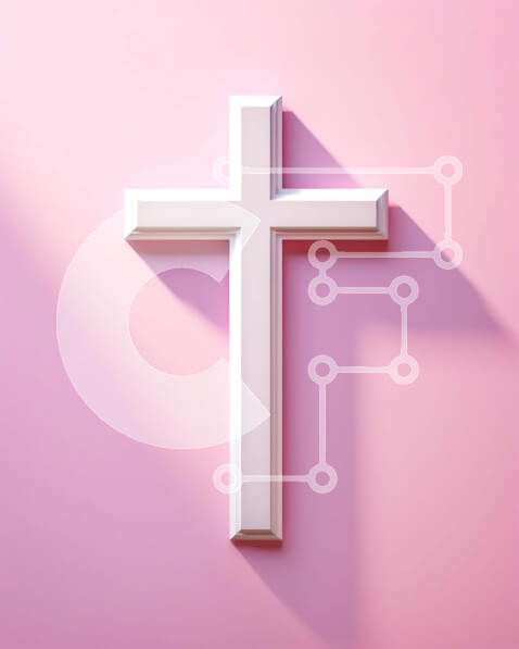 Intra Συλλεκτικό Ξύλινο Παζλ Plywood  4mm - Λευκός Σταυρός σε αφηρημένο ροζ φόντο Σε Ξύλινο Κουτί - Διαστάσεις Puzzle: 10x10 cm – 25 κομμάτια