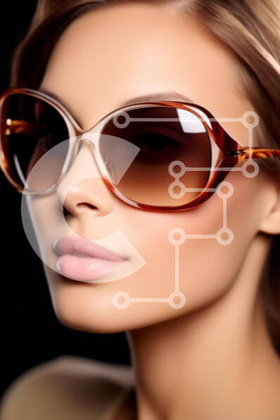 Intra Συλλεκτικό Ξύλινο Παζλ Plywood  4mm - Κομψή γυναίκα που φοράει γυαλιά ηλίου και ποζάρει Σε Ξύλινο Κουτί - Διαστάσεις Puzzle: 10x10 cm – 25 κομμάτια