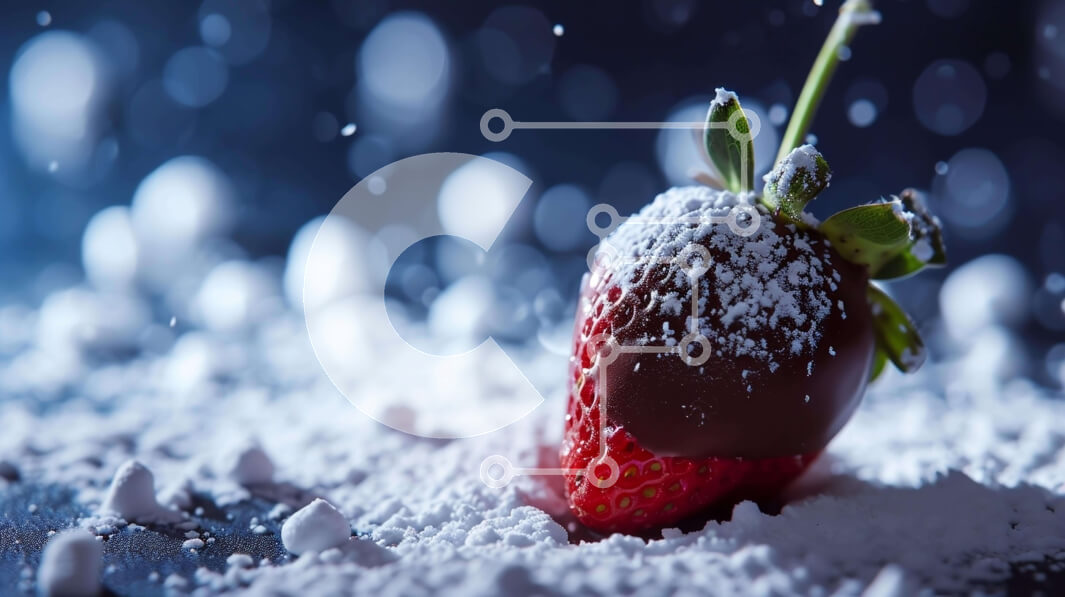 Σετ των 2 Intra Συλλεκτικό Ξύλινο Παζλ Plywood  4mm - Φράουλα καλυμμένη με ζάχαρη άχνη και νιφάδες χιονιού Σε Ξύλινο Κουτί - Διαστάσεις: 10x10 cm – 25 κομμάτια