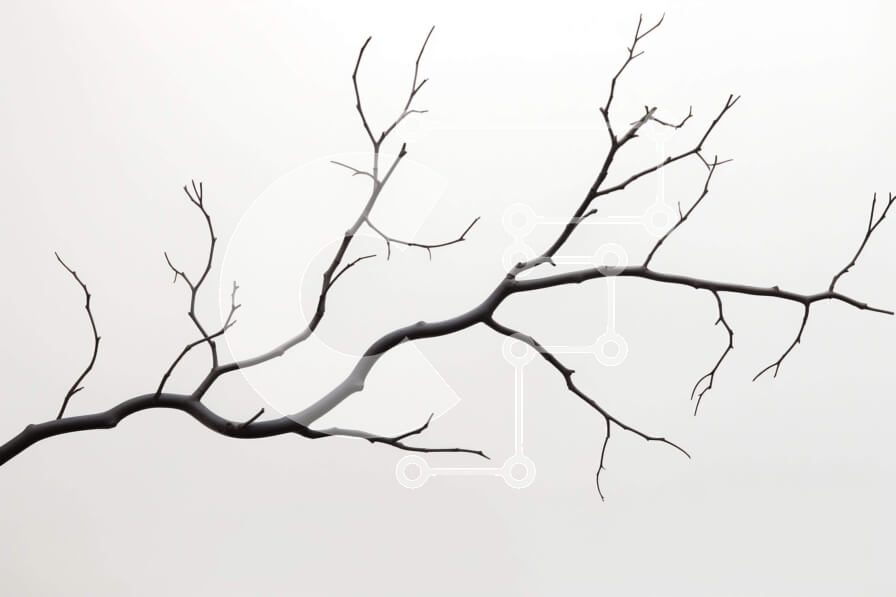 Intra Συλλεκτικό Ξύλινο Παζλ Plywood  4mm - Γυμνό κλαδί δέντρου σε άσπρο φόντο Σε Ξύλινο Κουτί - Διαστάσεις: 10x10 cm – 25 κομμάτια