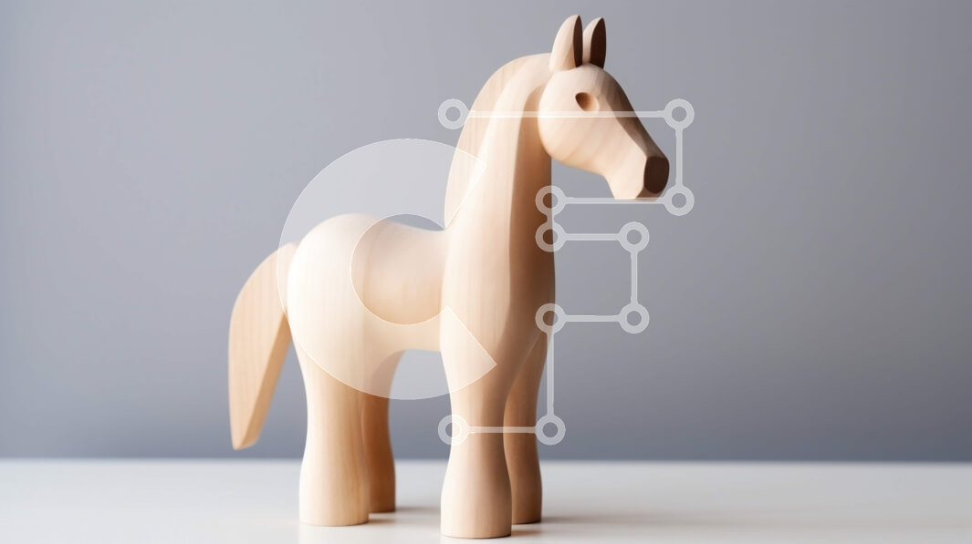 Intra Συλλεκτικό Ξύλινο Παζλ Plywood  4mm - Όμορφο ξύλινο άγαλμα αλόγων σε λευκό τραπέζι Σε Ξύλινο Κουτί - Διαστάσεις: 10x10 cm – 25 κομμάτια