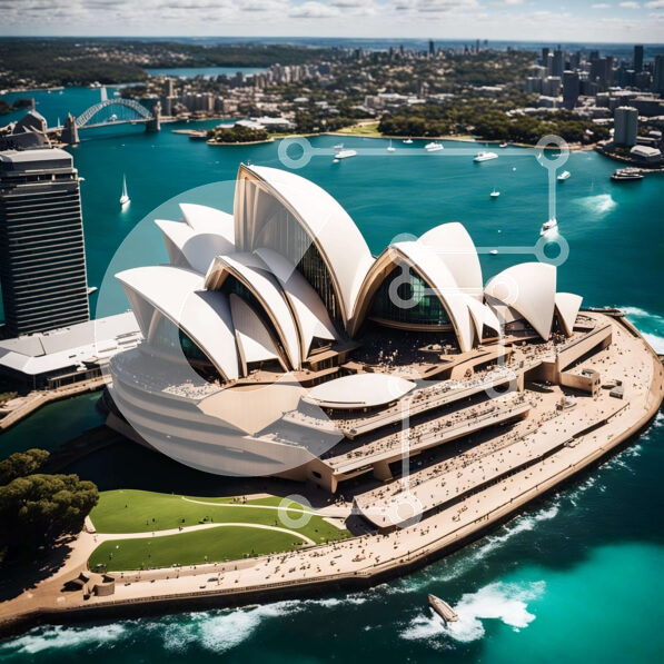 Intra Συλλεκτικό Ξύλινο Παζλ Plywood  4mm - Εναέρια άποψη της Όπερας του Σίδνεϊ στην Αυστραλία Σε Ξύλινο Κουτί - Διαστάσεις Puzzle: 10x10 cm – 25 κομμάτια