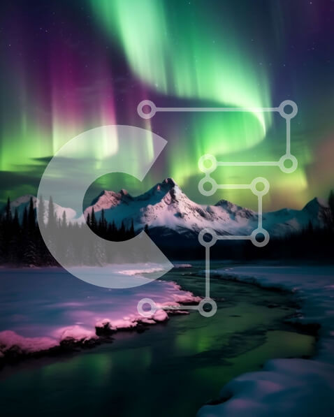 Intra Συλλεκτικό Ξύλινο Παζλ Plywood  4mm - Εκπληκτική εικόνα του βόρειου σέλας της Σέλας πάνω από τα χιονισμένα βουνά Σε Ξύλινο Κουτί - Διαστάσεις: 10x10 cm – 25 κομμάτια