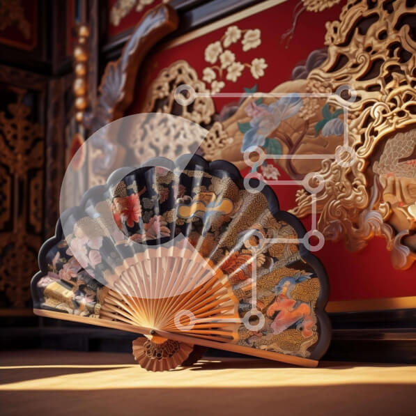 Intra Συλλεκτικό Ξύλινο Παζλ Plywood  4mm - Βεντιλατέρ ανατολίτικου στιλ σε ξύλινο τραπέζι με διακοσμητικό τοίχο Σε Ξύλινο Κουτί - Διαστάσεις Puzzle: 10x10 cm – 25 κομμάτια