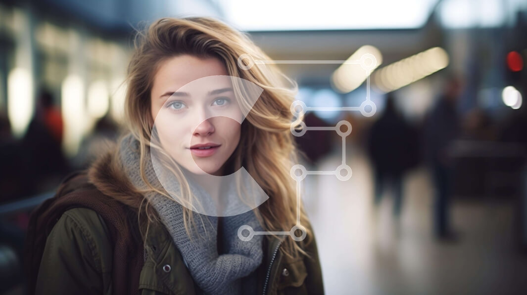 Intra Συλλεκτικό Ξύλινο Παζλ Plywood  4mm - Νεαρή γυναίκα στο αεροδρόμιο ή το σιδηροδρομικό σταθμό Σε Ξύλινο Κουτί - Διαστάσεις Puzzle: 10x10 cm – 25 κομμάτια