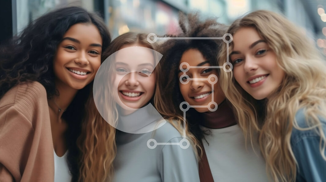 Intra Συλλεκτικό Ξύλινο Παζλ Plywood  4mm - Τέσσερις νεαρές γυναίκες που χαμογελούν και διασκεδάζουν έξω Σε Ξύλινο Κουτί - Διαστάσεις Puzzle: 10x10 cm – 25 κομμάτια