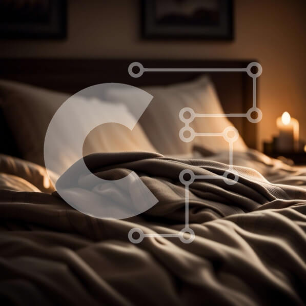 Intra Συλλεκτικό Ξύλινο Παζλ Plywood  4mm - Άνετο κρεβάτι με κουβέρτες και μαξιλάρι σε δωμάτιο με χαμηλό φωτισμό Σε Ξύλινο Κουτί - Διαστάσεις Puzzle: 10x10 cm – 25 κομμάτια