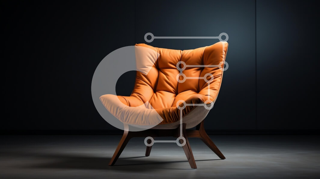 Intra Συλλεκτικό Ξύλινο Παζλ Plywood  4mm - Μοντέρνα Πορτοκαλί Πολυθρόνα με Ξύλινο Σκελετό και Δερμάτινη Ταπετσαρία Σε Ξύλινο Κουτί - Διαστάσεις Puzzle: 10x10 cm – 25 κομμάτια