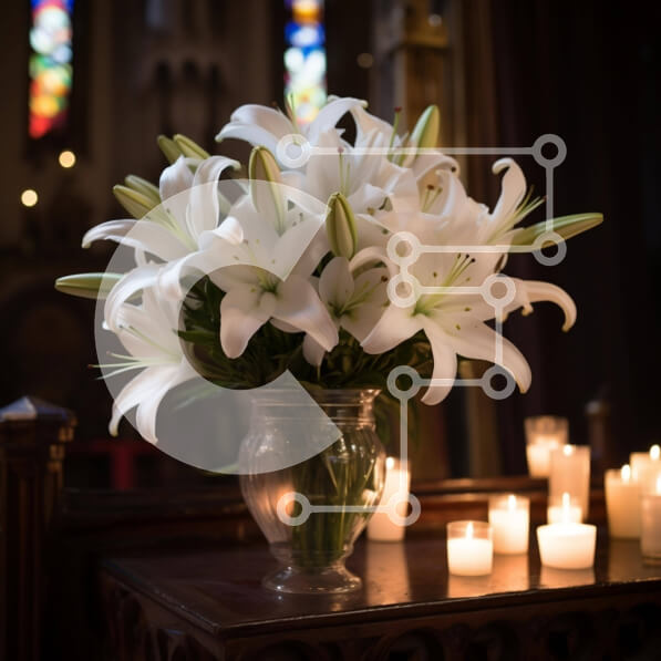 Intra Συλλεκτικό Ξύλινο Παζλ Plywood  4mm - Γυάλινο βάζο με λευκά κρίνα και κεριά Σε Ξύλινο Κουτί - Διαστάσεις Puzzle: 10x10 cm – 25 κομμάτια