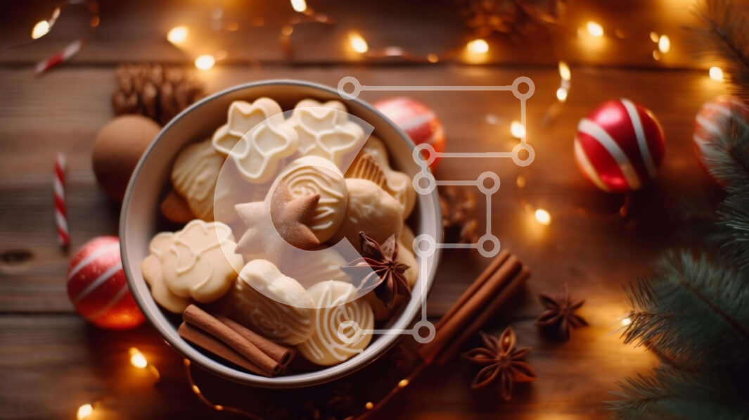 Σετ των 2 Intra Συλλεκτικό Ξύλινο Παζλ Plywood  4mm - Γιορτινά χριστουγεννιάτικα μπισκότα και ξυλάκια κανέλας Σε Ξύλινο Κουτί - Διαστάσεις: 10x10 cm – 25 κομμάτια