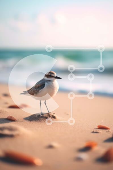 Σετ των 2 Intra Συλλεκτικό Ξύλινο Παζλ Plywood  4mm - Όμορφη εικόνα ενός μικρού πουλιού στην άκρη του ωκεανού Σε Ξύλινο Κουτί - Διαστάσεις: 10x10 cm – 25 κομμάτια