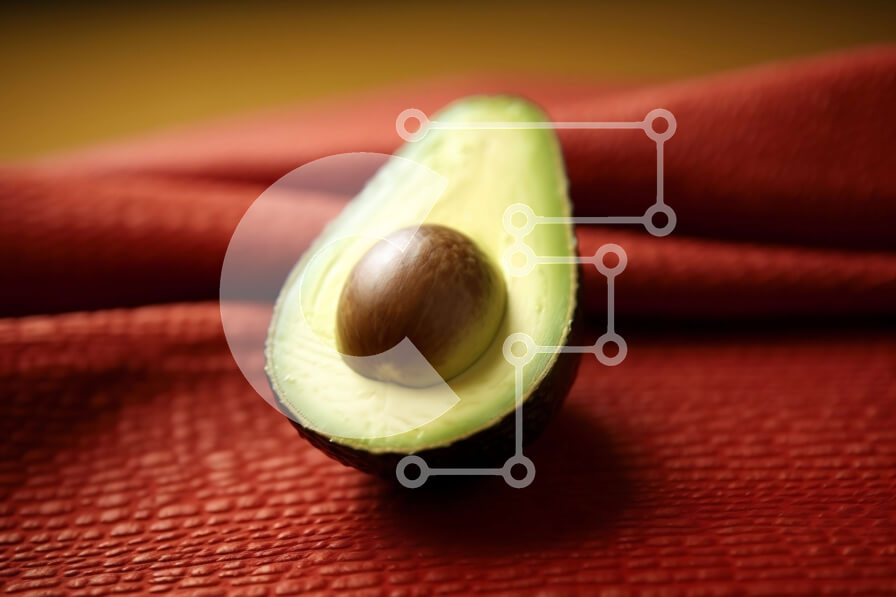 Σετ των 2 Intra Συλλεκτικό Ξύλινο Παζλ Plywood  4mm - Όμορφη εικόνα ενός φρέσκου αβοκάντο σε ένα ζωντανό κόκκινο πανί Σε Ξύλινο Κουτί - Διαστάσεις: 10x10 cm – 25 κομμάτια