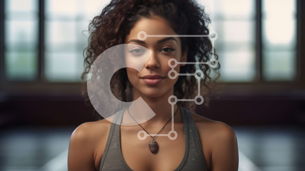 Intra Συλλεκτικό Ξύλινο Παζλ Plywood  4mm - Σοβαρή γυναίκα στο γυμναστήριο που φορά αθλητικό σουτιέν και κολάν Σε Ξύλινο Κουτί - Διαστάσεις Puzzle: 10x10 cm – 25 κομμάτια