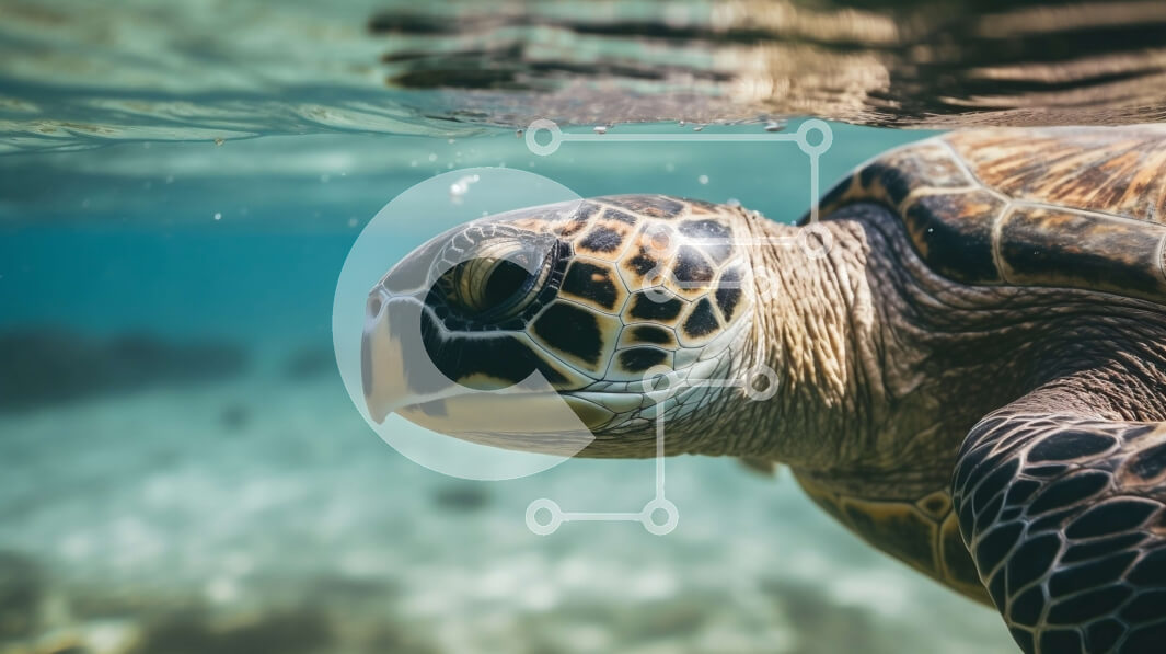 Intra Συλλεκτικό Ξύλινο Παζλ Plywood  4mm - Θαλάσσια χελώνα που κολυμπά στον ωκεανό Σε Ξύλινο Κουτί - Διαστάσεις: 10x10 cm – 25 κομμάτια