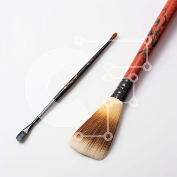 Σετ των 2 Intra Συλλεκτικό Ξύλινο Παζλ Plywood  4mm - Επαγγελματικά πινέλα μακιγιάζ με κόκκινες και πορτοκαλί λαβές Σε Ξύλινο Κουτί - Διαστάσεις: 10x10 cm – 25 κομμάτια