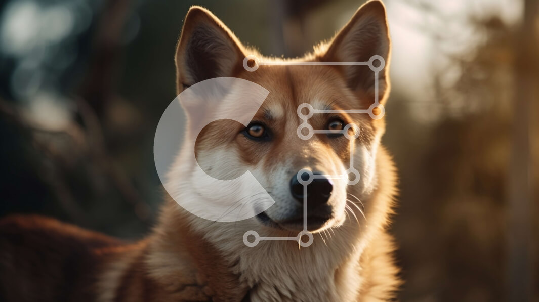 Intra Συλλεκτικό Ξύλινο Παζλ Plywood  4mm - Καφέ και άσπρο σκυλί στο δάσος με το φως του ήλιου Σε Ξύλινο Κουτί - Διαστάσεις: 10x10 cm – 25 κομμάτια