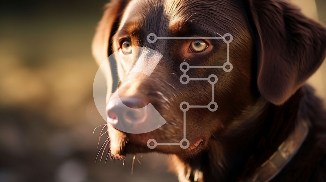 Σετ των 2 Intra Συλλεκτικό Ξύλινο Παζλ Plywood  4mm - Κοντινό πλάνο του προσώπου ενός φιλικού καφέ σκύλου Σε Ξύλινο Κουτί - Διαστάσεις: 10x10 cm – 25 κομμάτια