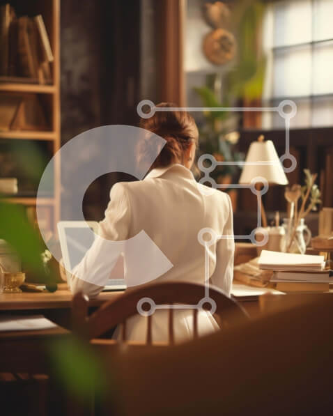 Intra Συλλεκτικό Ξύλινο Παζλ Plywood  4mm - Γυναίκα που εργάζεται στο γραφείο στο χώρο του γραφείου Σε Ξύλινο Κουτί - Διαστάσεις Puzzle: 10x10 cm – 25 κομμάτια