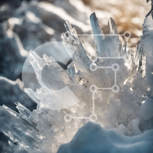 Intra Συλλεκτικό Ξύλινο Παζλ Plywood  4mm - Κοντινό πλάνο του σχηματισμού κρυστάλλων αφρώδη πάγου στο χιονισμένο βουνό Σε Ξύλινο Κουτί - Διαστάσεις: 10x10 cm – 25 κομμάτια