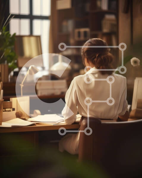 Intra Συλλεκτικό Ξύλινο Παζλ Plywood  4mm - Γυναίκα που εργάζεται στο γραφείο στο χώρο του γραφείου Σε Ξύλινο Κουτί - Διαστάσεις Puzzle: 10x10 cm – 25 κομμάτια