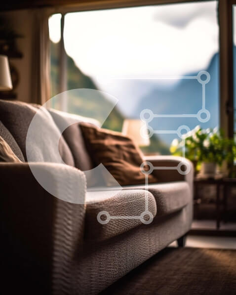 Intra Συλλεκτικό Ξύλινο Παζλ Plywood  4mm - Εκπληκτικό σαλόνι με θέα στην οροσειρά Σε Ξύλινο Κουτί - Διαστάσεις Puzzle: 10x10 cm – 25 κομμάτια