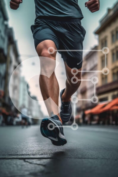 Intra Συλλεκτικό Ξύλινο Παζλ Plywood  4mm - Κοντινή εικόνα του ανθρώπου που τρέχει στην οδό της πόλης Σε Ξύλινο Κουτί - Διαστάσεις Puzzle: 10x10 cm – 25 κομμάτια