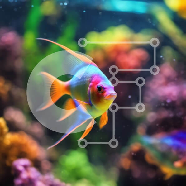 Intra Συλλεκτικό Ξύλινο Παζλ Plywood  4mm - Πολύχρωμα ψάρια που κολυμπούν στο ενυδρείο με φόντο κοραλλιών Σε Ξύλινο Κουτί - Διαστάσεις: 10x10 cm – 25 κομμάτια