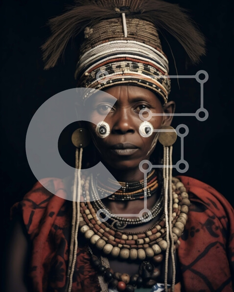 Intra Συλλεκτικό Ξύλινο Παζλ Plywood  4mm - Όμορφη εικόνα μιας γυναίκας Maasai με παραδοσιακά ρούχα και κοσμήματα Σε Ξύλινο Κουτί - Διαστάσεις Puzzle: 10x10 cm – 25 κομμάτια