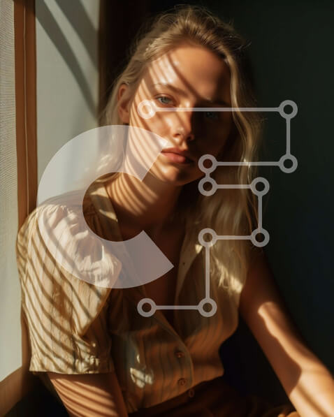 Intra Συλλεκτικό Ξύλινο Παζλ Plywood  4mm - Όμορφη εικόνα μιας γυναίκας που απολαμβάνει το φως του ήλιου δίπλα στο παράθυρο Σε Ξύλινο Κουτί - Διαστάσεις Puzzle: 10x10 cm – 25 κομμάτια