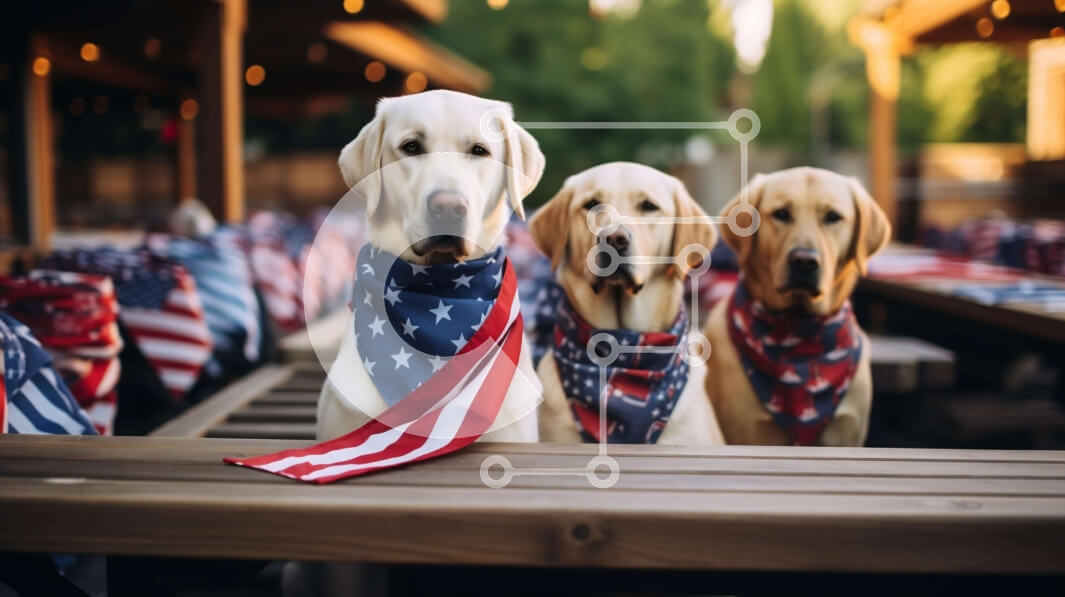 Σετ των 2 Intra Συλλεκτικό Ξύλινο Παζλ Plywood  4mm - Πατριωτικά κίτρινα Λαμπραντόρ στο τραπέζι πικνίκ Σε Ξύλινο Κουτί - Διαστάσεις: 10x10 cm – 25 κομμάτια