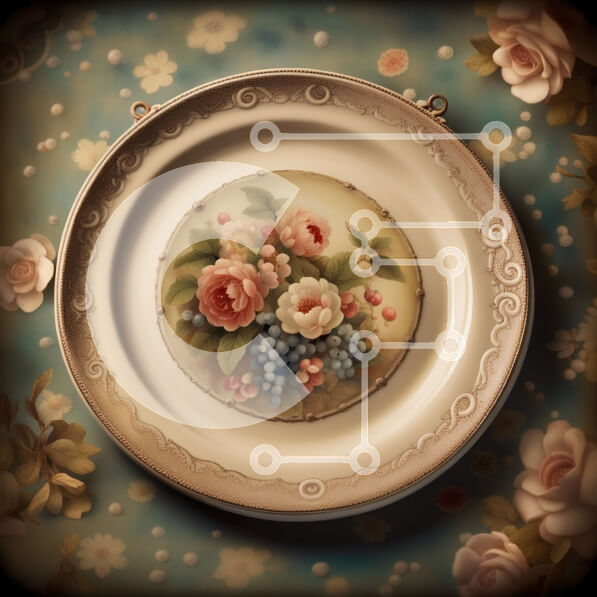 Intra Συλλεκτικό Ξύλινο Παζλ Plywood  4mm - Όμορφο vintage πιάτο με φλοράλ σχέδιο σε μπλε και λευκό καρό τραπεζομάντιλο Σε Ξύλινο Κουτί - Διαστάσεις Puzzle: 10x10 cm – 25 κομμάτια