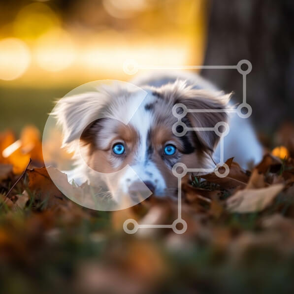 Intra Συλλεκτικό Ξύλινο Παζλ Plywood  4mm - Αξιολάτρευτο κουτάβι στα φθινοπωρινά φύλλα Σε Ξύλινο Κουτί - Διαστάσεις: 10x10 cm – 25 κομμάτια