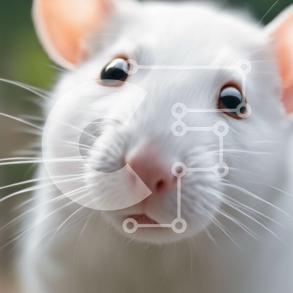 Intra Συλλεκτικό Ξύλινο Παζλ Plywood  4mm - Λευκός αρουραίος με μακριά αυτιά και ροζ μύτη Σε Ξύλινο Κουτί - Διαστάσεις: 10x10 cm – 25 κομμάτια