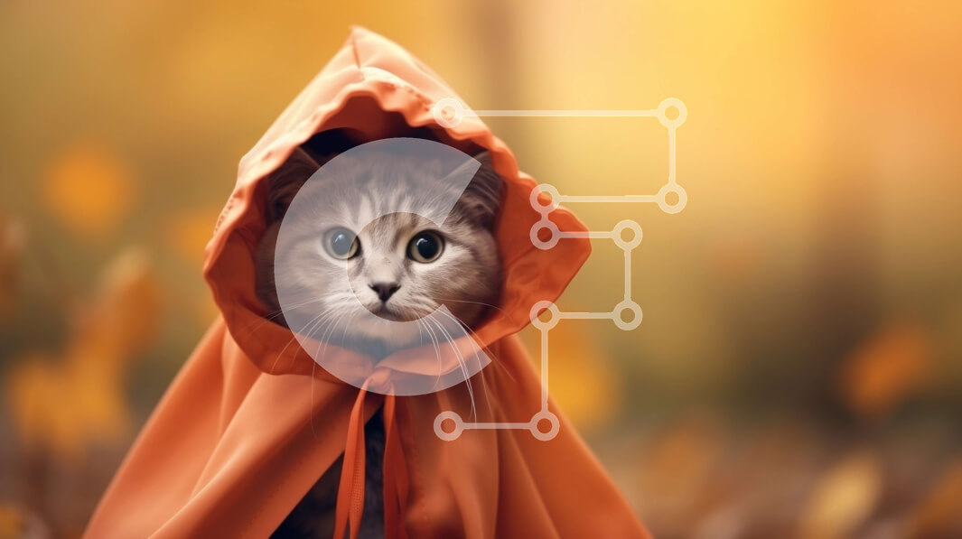 Σετ των 2 Intra Συλλεκτικό Ξύλινο Παζλ Plywood  4mm - Γάτα που φοράει πορτοκαλί μανδύα με κουκούλα Σε Ξύλινο Κουτί - Διαστάσεις: 10x10 cm – 25 κομμάτια