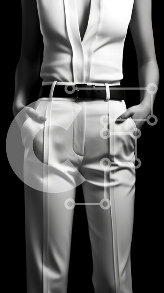 Intra Συλλεκτικό Ξύλινο Παζλ Plywood  4mm - Κομψή γυναίκα που ποζάρει με τα χέρια της στους γοφούς σε λευκό πουκάμισο και παντελόνι Σε Ξύλινο Κουτί - Διαστάσεις Puzzle: 10x10 cm – 25 κομμάτια