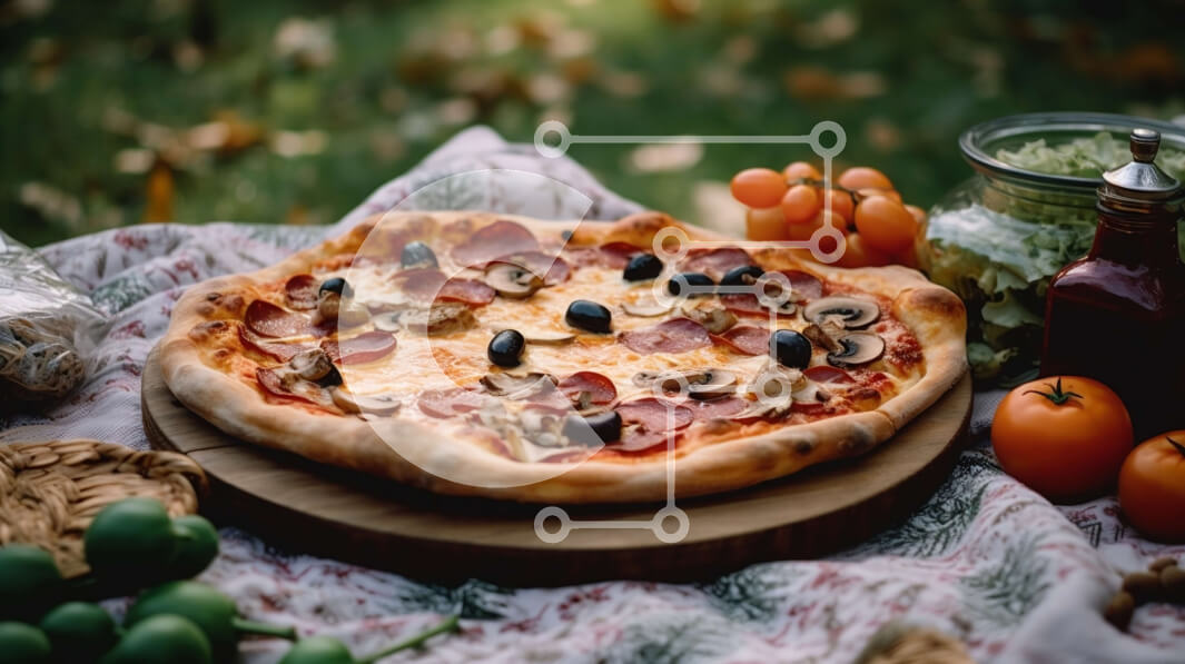 Σετ των 2 Intra Συλλεκτικό Ξύλινο Παζλ Plywood  4mm - Φρεσκοφτιαγμένη πίτσα με ελιές, μανιτάρια και πεπερόνι σε ξύλινη σανίδα Σε Ξύλινο Κουτί - Διαστάσεις: 10x10 cm – 25 κομμάτια