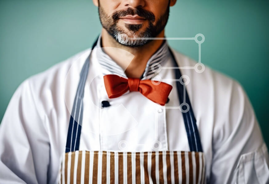 Intra Συλλεκτικό Ξύλινο Παζλ Plywood  4mm - Γενειοφόρος σεφ με πορτοκαλί καπέλο και κόκκινο παπιγιόν Σε Ξύλινο Κουτί - Διαστάσεις Puzzle: 10x10 cm – 25 κομμάτια