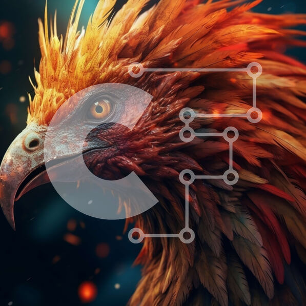 Intra Συλλεκτικό Ξύλινο Παζλ Plywood  4mm - Κοντινό πλάνο πουλί με έντονο βλέμμα με κόκκινα και πορτοκαλί φτερά Σε Ξύλινο Κουτί - Διαστάσεις: 10x10 cm – 25 κομμάτια