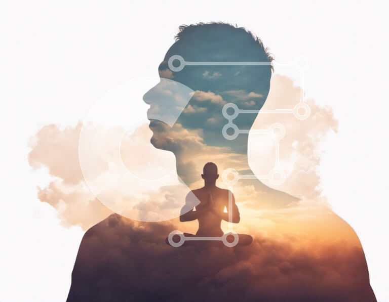 Intra Συλλεκτικό Ξύλινο Παζλ Plywood  4mm - Άνθρωπος που διαλογίζεται στα σύννεφα Σε Ξύλινο Κουτί - Διαστάσεις Puzzle: 10x10 cm – 25 κομμάτια