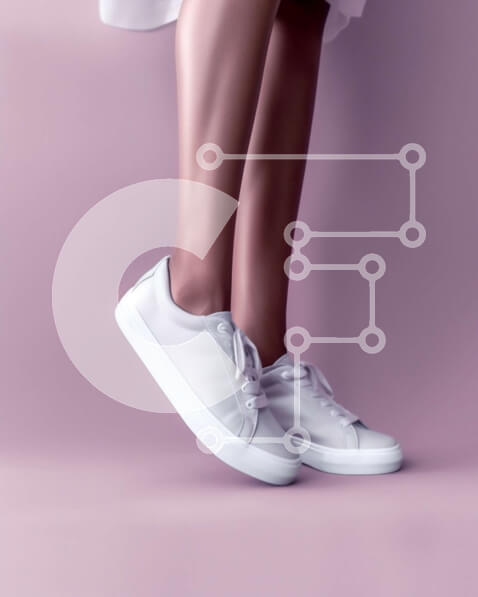 Intra Συλλεκτικό Ξύλινο Παζλ Plywood  4mm - Μοντέρνα αθλητικά παπούτσια σε ζωντανό μωβ φόντο Σε Ξύλινο Κουτί - Διαστάσεις Puzzle: 10x10 cm – 25 κομμάτια